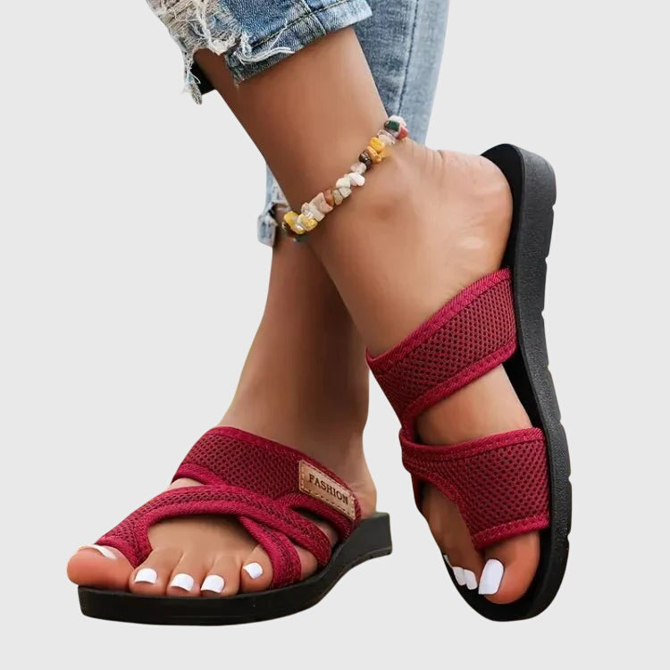 Rose | Timeless Cross Strap Slide Flat Sandals