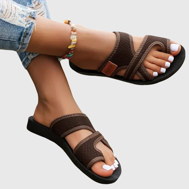 Rose | Timeless Cross Strap Slide Flat Sandals