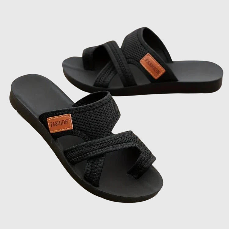 Rose | Timeless Cross Strap Slide Flat Sandals