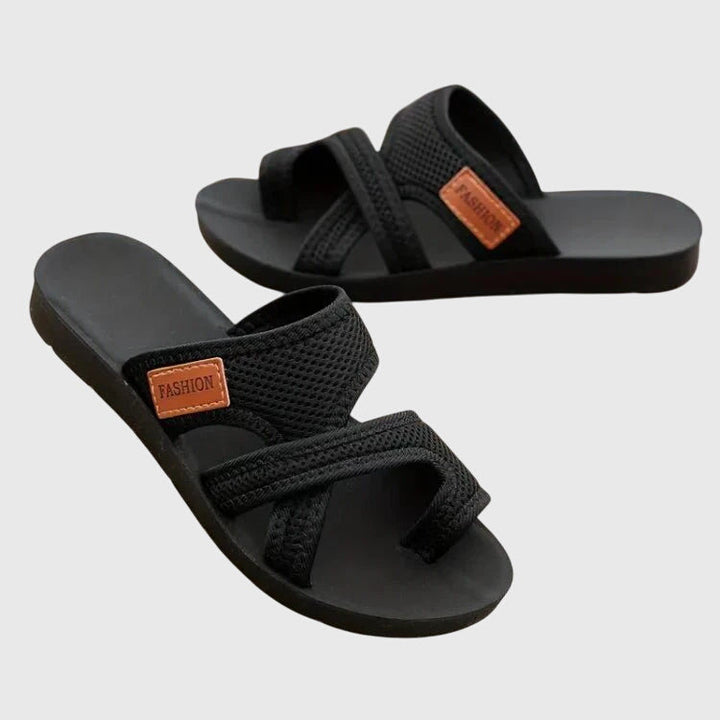 Rose | Timeless Cross Strap Slide Flat Sandals