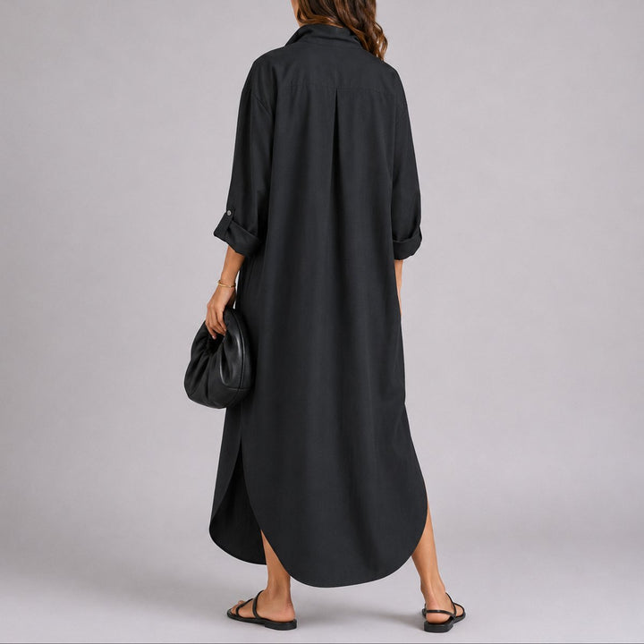 Savannah | Timeless Oversized Button-Front Maxi Linen Dress