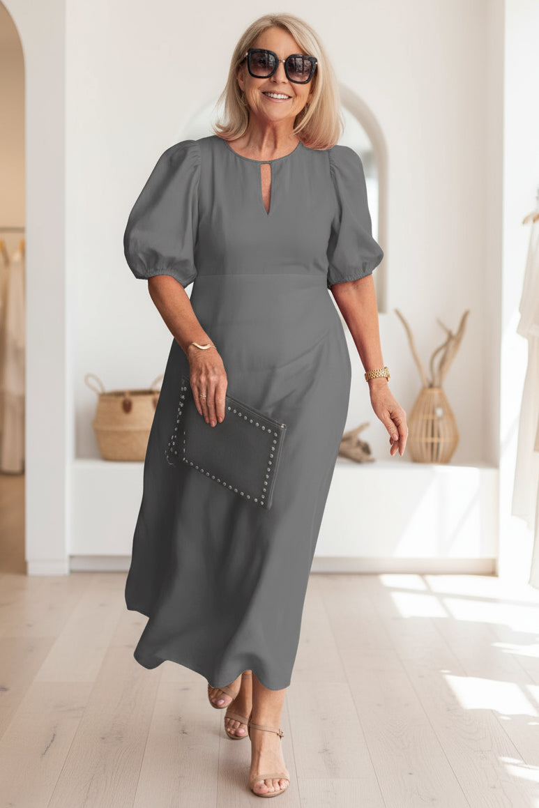 Sienna | Keyhole A-Line Midi Dress with Sleeves