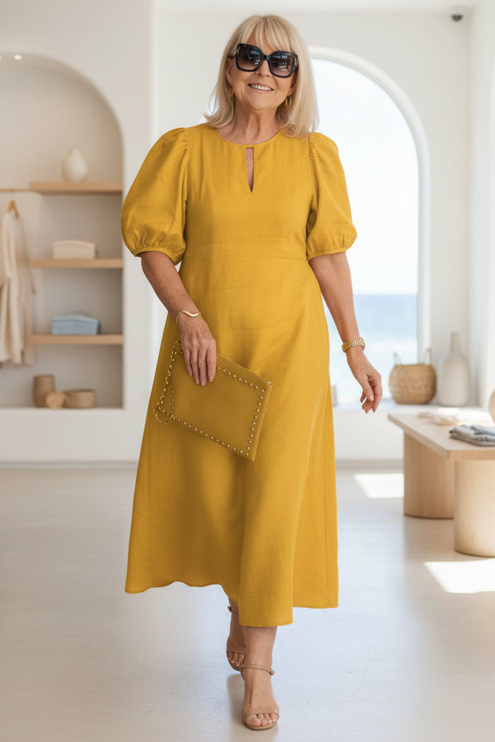Sienna | Keyhole A-Line Midi Dress with Sleeves