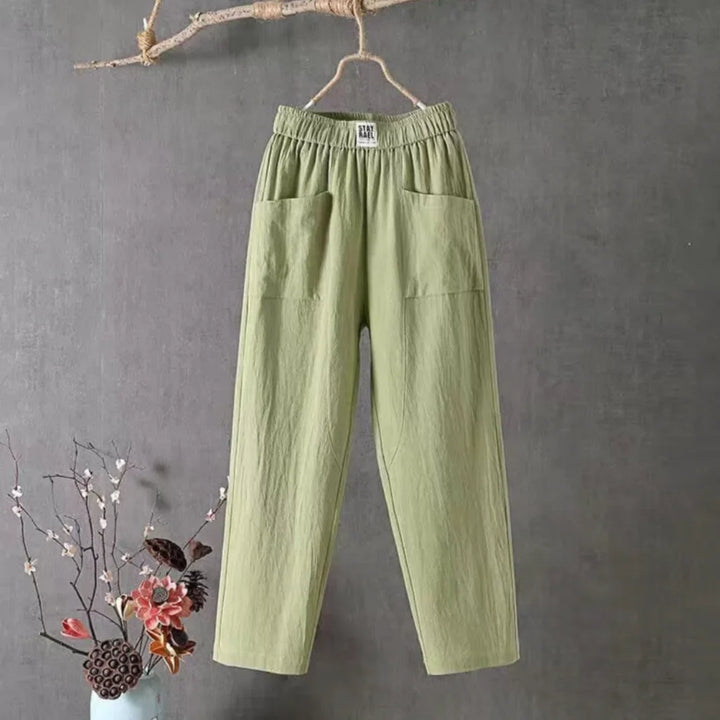 Sophia | Cropped Elastic Waist Linen Pants