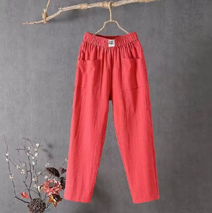 Sophia | Cropped Elastic Waist Linen Pants