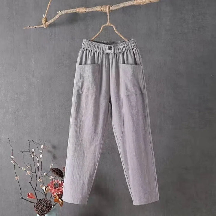 Sophia | Cropped Elastic Waist Linen Pants