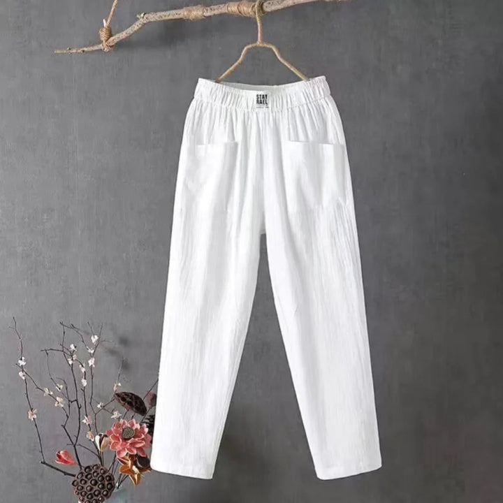 Sophia | Cropped Elastic Waist Linen Pants