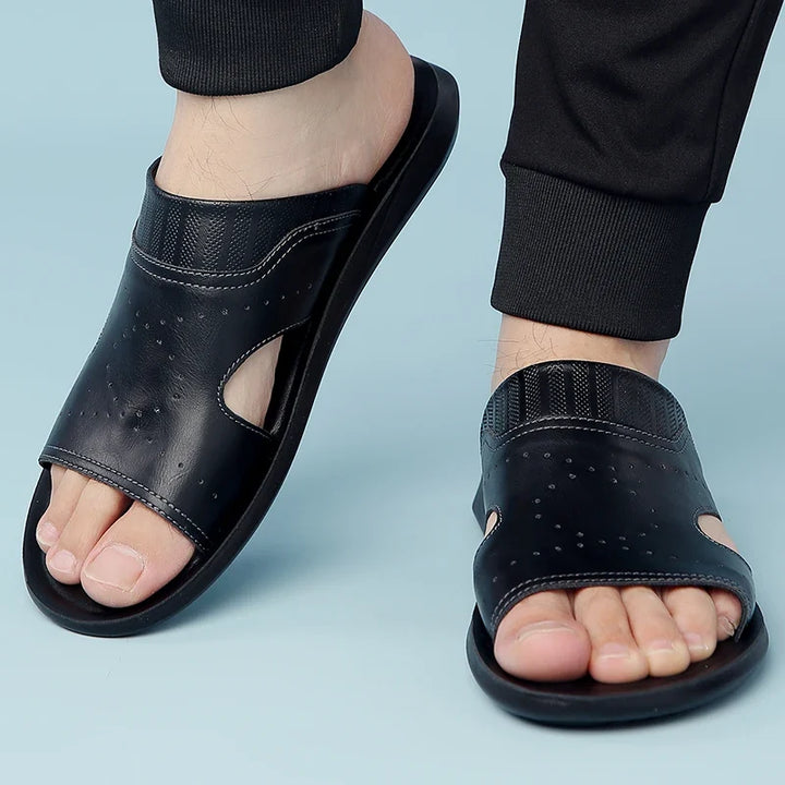 Vincent | Perforated Open Toe Mens Slides