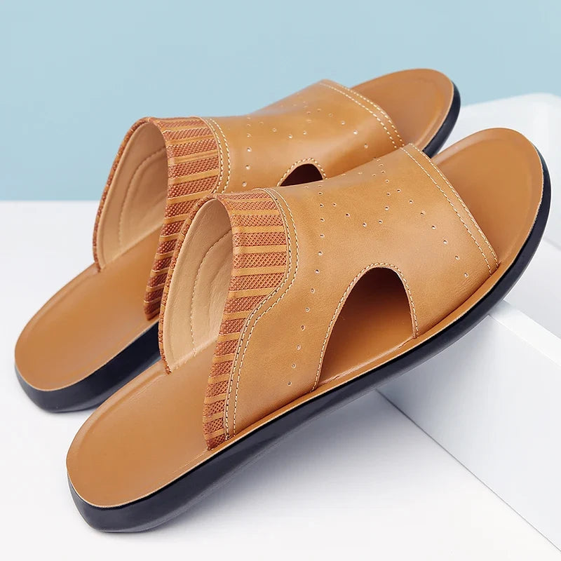 Vincent | Perforated Open Toe Mens Slides