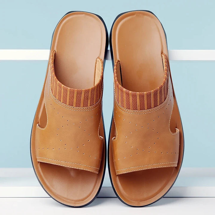 Vincent | Perforated Open Toe Mens Slides
