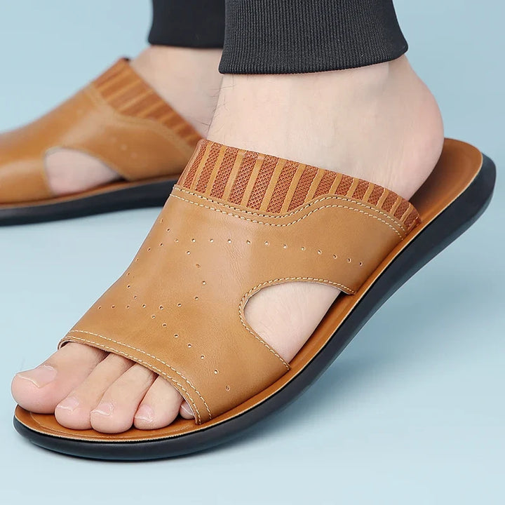 Vincent | Perforated Open Toe Mens Slides