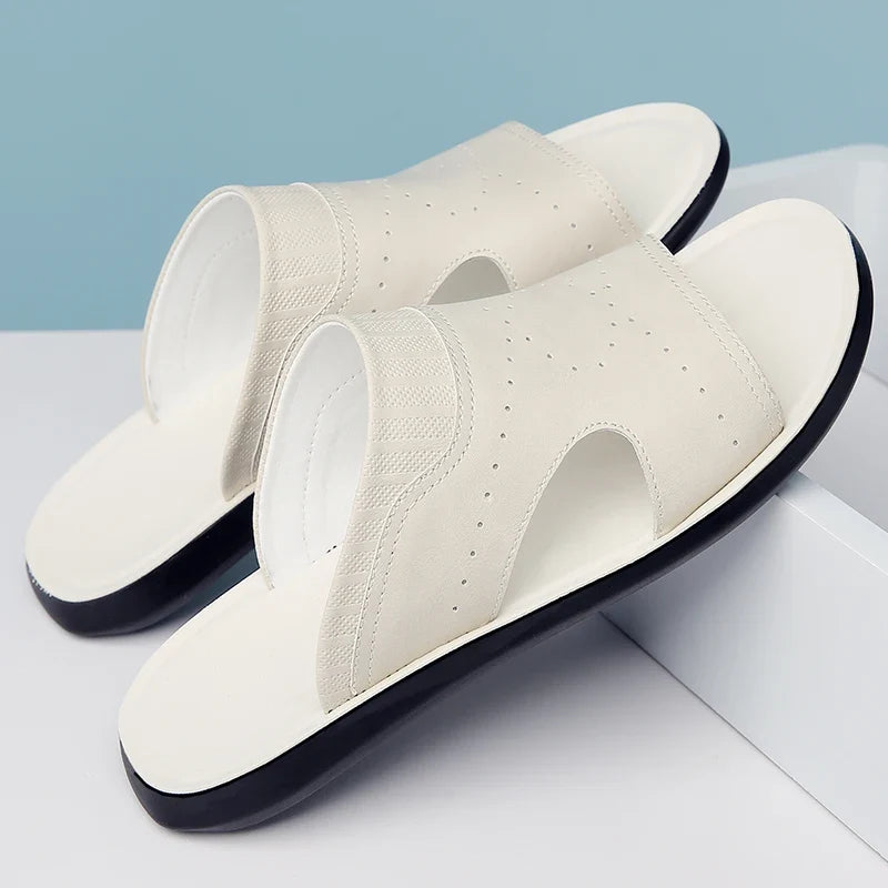 Vincent | Perforated Open Toe Mens Slides