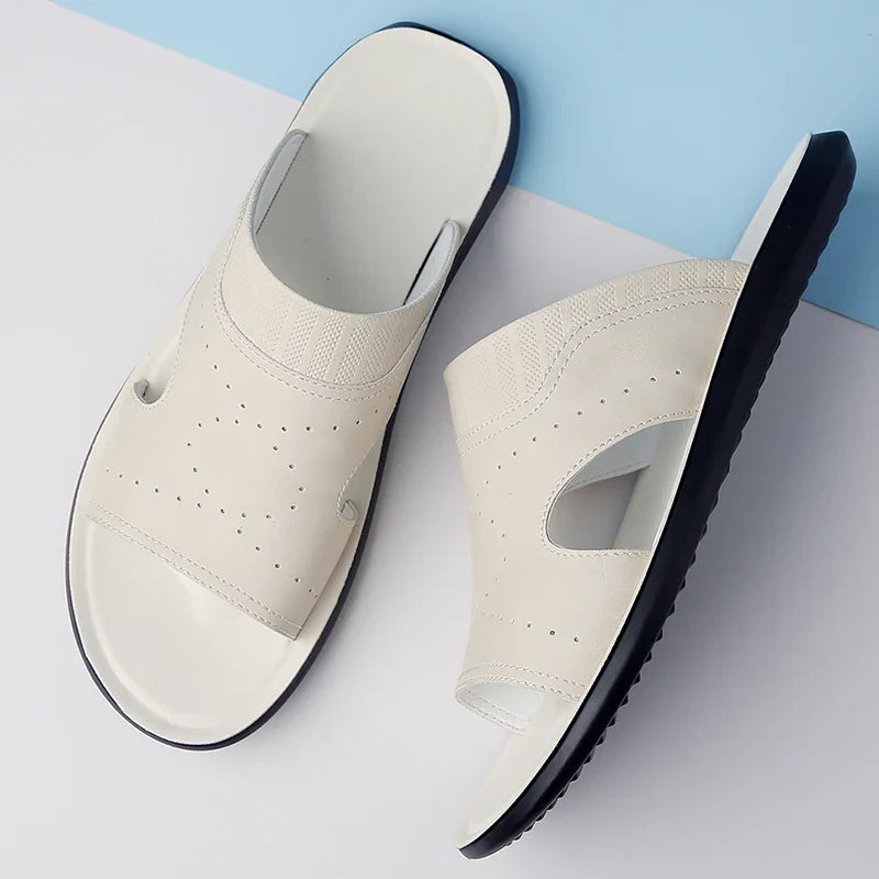 Vincent | Perforated Open Toe Mens Slides