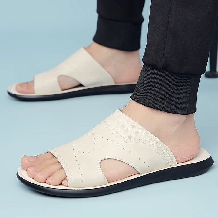 Vincent | Perforated Open Toe Mens Slides