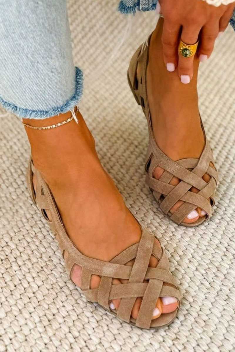 Zoe | Vintage Woven Peep Toe Flat Sandals