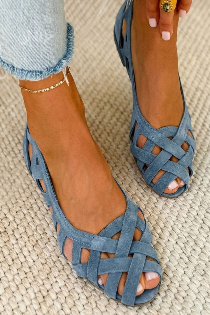Zoe | Vintage Woven Peep Toe Flat Sandals
