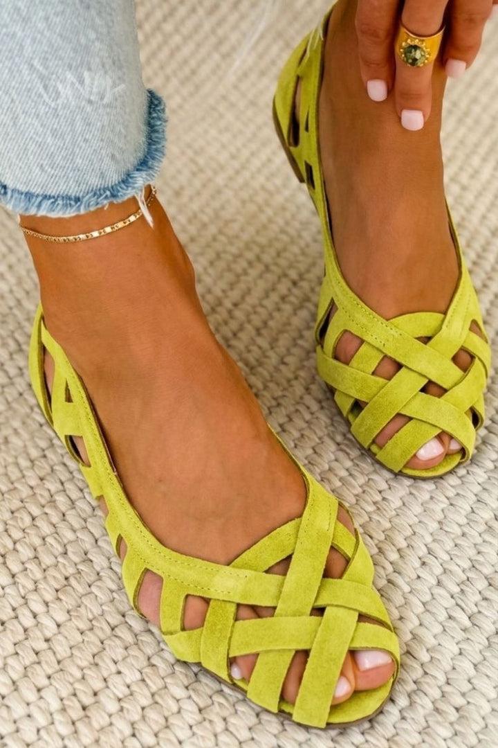 Zoe | Vintage Woven Peep Toe Flat Sandals