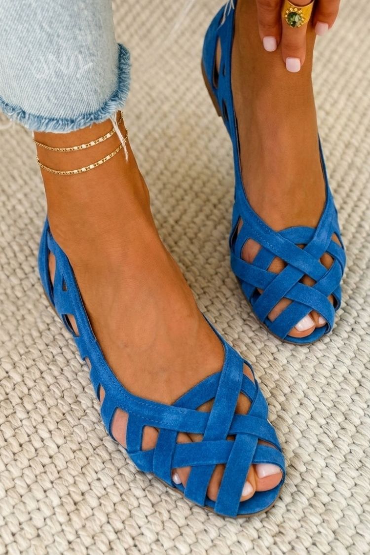 Zoe | Vintage Woven Peep Toe Flat Sandals